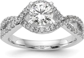 Diamond2Deal 14k White Gold 1/2 Ct Lab Grown Diamond Criss Cross Engagement Ring