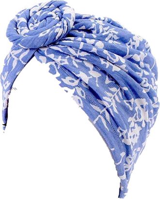 Generic Chemo Headwear Soft Turban Beanie Hat Scarf Head Wraps Head Cover Alopecia Bamboo Bonnet Headscarf (Blue Pattern)