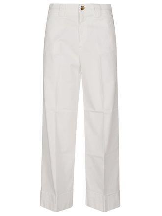 Mason's Cropped Chino Trousers With Button Closure And Cuffed Hems