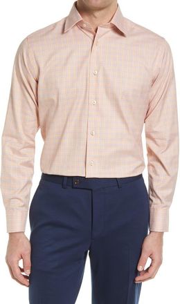 David Donahue Trim Fit Dress Shirt in Orange at Nordstrom, Size 17.5 - 32