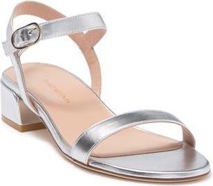 Stuart Weitzman Tibby Block Heel Sandal in Silver at Nordstrom Rack, Size 7.5