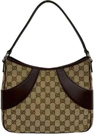 Gucci Pre-owned GG Canvas Leather Shoulder Bag - Dames - Vintage Schoudertas - Bruin - ONE Size - Leer - Vintage