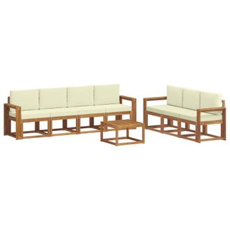 vidaXL Conjunto De Sof&aacute;s De Exterior Con Coj&iacute;n 8 Pcs Natural Y Crema Vidaxl