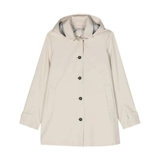 Save The Duck Single-Breasted Coats, female, Beige, Size: M April Raincoat for Women
