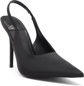 Jeffrey Campbell Surpass Slingback Pointed Toe Pump in Black Satin at Nordstrom, Size 5.5