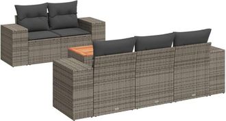 vidaXL Vidaxl - Set De Muebles De Jard&iacute;n 6 Pzas Y Cojines Rat&aacute;n Sint&eacute;tico Gris