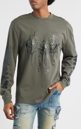Rta Lawrence Cyber Sigilism Long Sleeve Graphic T-Shirt in Olive Cyber Sigilism at Nordstrom, Size Xxx-Large