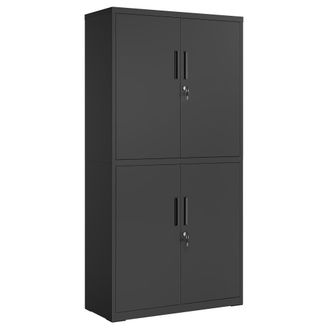 Songmics Armario de garaje de 5 estantes de metal con puertas de color negro