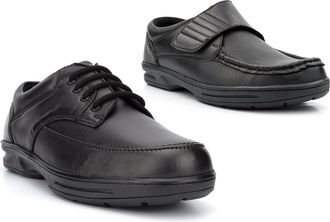 Generic Mens Wide Fit Shoes Size 6 Boys Wide Fit School Shoes Size 13 Mens Leather Shoe Boys Leather Shoe Touch Fasten Lace Up EE Width 2E Width Double E Size