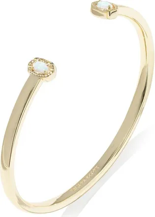 Kendra Scott Mini Elton Lab Created Opal Cuff Bracelet in Gold White Opal at Nordstrom, Size Small