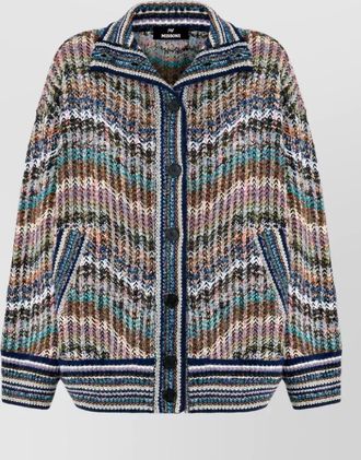Missoni zigzag-knit long-sleeve high-neck cardigan