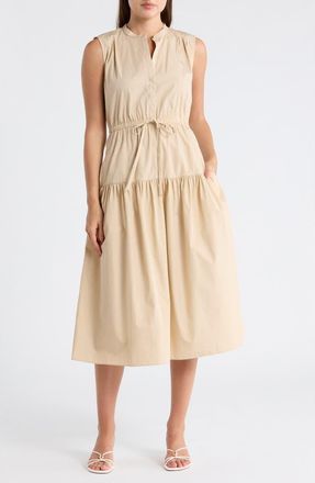 Derek Lam Margaret Sleeveless Poplin Midi Dress in Safari at Nordstrom Rack, Size 00