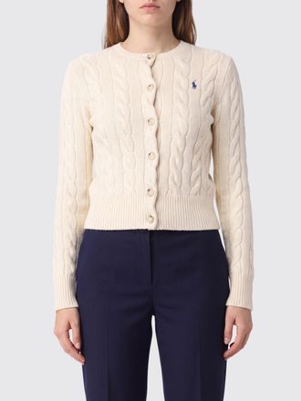 Polo Ralph Lauren Cardigan girocollo in lana tricot con logo Pony ricamato