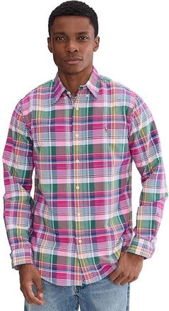 Polo Ralph Lauren Classic Fit Plaid Oxford Shirt Mens Clothing Pink Blue : 2XL, Cotton