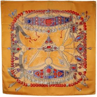 Herm&egrave;s Pre-owned Scarves, female, Orange, Size: ONE SIZE Pre-owned Silk Scarf