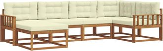 vidaXL Conjunto De Sof&aacute;s De Exterior 6 Uds. Natural Y Crema Vidaxl