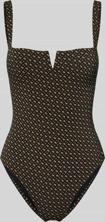 HUGO BOSS Badeanzug mit Allover-Muster Modell B MONOGRAM in Mittelbraun, Größe XL