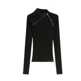 Sportmax Pinna High-Neck Jumper - Dames - Coltruien - Zwart - S - Truien & Vesten