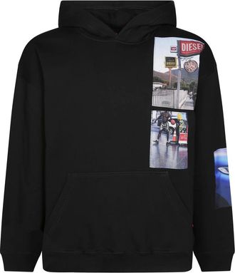 Diesel Hoodies & sweatvesten, Heren, Zwart, XL, Katoen, Casual Katoenen T-Shirt voor Mannen