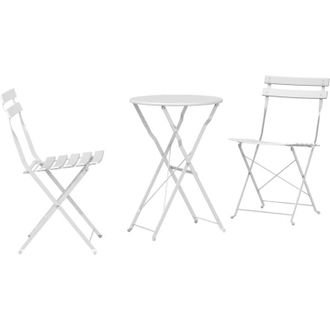 vidaXL Conjunto De Bistro Plegable 3 Pcs Blanco Acero Vidaxl