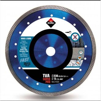 Rubi Disco De Diamante Para Materiales Duros 230x22,2x1,6mm - Turbo Viper Tva-230 Superpro