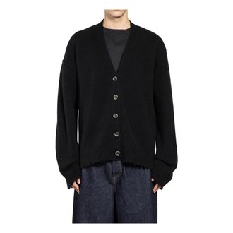 Uma Wang Cardigans, male, Black, Size: M Frayed Buttoned Cardigan