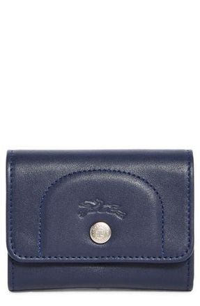 Longchamp Le Pliage Leather Flap Card Case in Navy at Nordstrom Rack