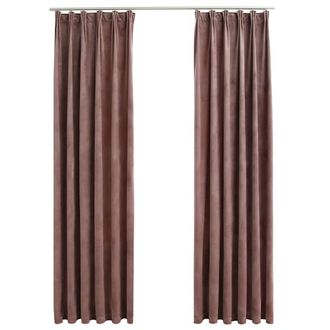 vidaXL Cortinas Opacas Ganchos 2 Pzas Terciopelo Rosa Viejo 140x245 Cm Vidaxl