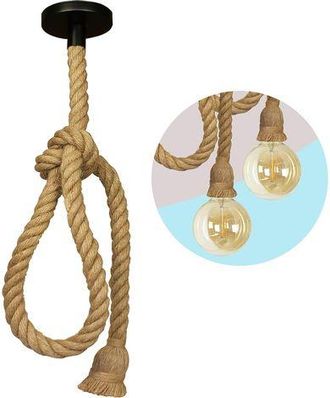 OEM L&aacute;mpara De Techo De Cuerda Textil De 150 Cm, L&aacute;mpara De Techo Estilo R&uacute;stico Retro Con Portal&aacute;mparas E27, Fabricada En C&aacute;&ntilde;amo, Ideal Para La Decoraci&oacute;
