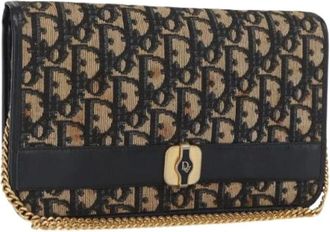 Dior Pre-owned Clutches, female, Blue, Size: ONE SIZE Pre-owned Vintage Trotter Canvas Shoulder Bag
