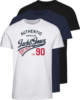 Jack & Jones Rundhalsshirt »JJETHAN TEE SS CREW NECK 3PK MP NOOS« Packung, 3er-Pack, 3 Stk. tlg