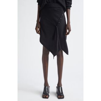 Christophe Lemaire Button Drape Merino Wool Blend Skirt in Black at Nordstrom, Size Xx-Small