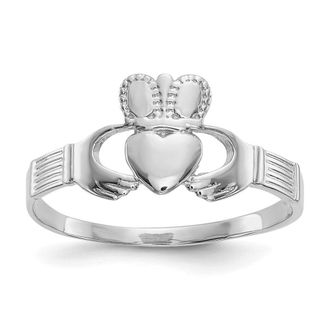 Diamond2Deal 14k White Gold Ladies Claddagh Ring