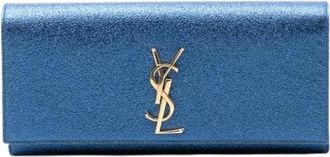 Saint Laurent Pre-owned Clutches, female, Blue, Size: ONE SIZE Pre-owned Leather Clutch