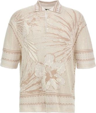 Roberto Cavalli floral polo sweater - Neutrals