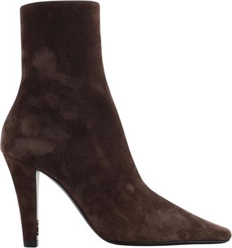 Saint Laurent Jill 95 enkellaarsjes - Dames - Schoenen - Bruin - Maat: 38 1/2 EU Su&egrave;de
