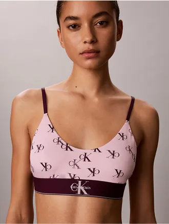 Calvin Klein Calvin Klein Womens Graphic Monogram Microfiber Stretch Unlined Bralette - Pink - XL