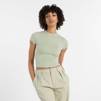 New Balance Womens NB Define Fitted T-Shirt in Green Poly Knit, size X-Large