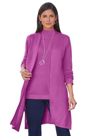 Jessica London Fine Gauge Cardigan Topper in Deep Orchid at Nordstrom, Size 12
