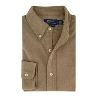 Ralph Lauren Long Sleeve-Knit - Heren - Casual Overhemden - Bruin - XL - Katoen - Overhemden