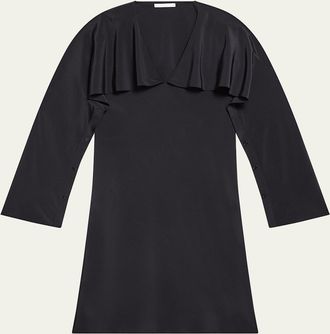 Helmut Lang Long-Sleeve Silk Scarf Dress