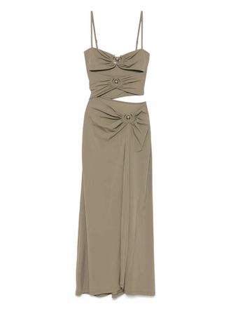 CHRISTOPHER ESBER ruched orbit midi dress - women - Elastane/Polyamide - 14 - Green