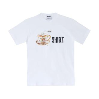 Moschino Taza Gr&aacute;fica Camiseta Blanca - Tops - Mujer - Blanco - M