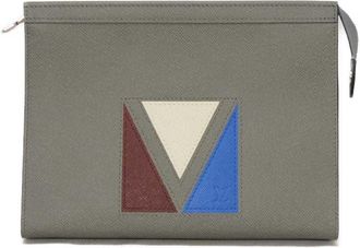 Louis Vuitton Glacier Gray Taiga Leather Clutch Bag Pochette (Pre-Owned)