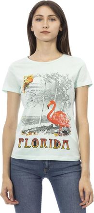 Trussardi Korte Mouw Ronde Hals T-shirt - Dames - T-shirts - Blauw - S - Tops