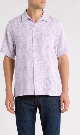 Tommy Bahama Torres Gardens Floral Jacquard Short Sleeve Button-Up Shirt in Wild Aster at Nordstrom, Size Xxx-Large