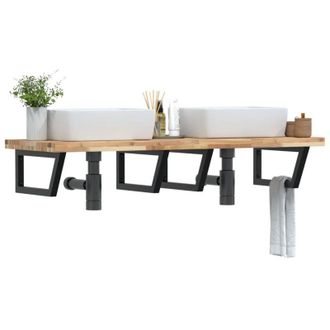 vidaXL Estante De Lavabo De Pared Acero Y Madera Maciza De Acacia Vidaxl