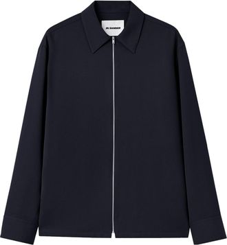 Jil Sander zip-up wool overshirt - men - Wool - 52 - Blue