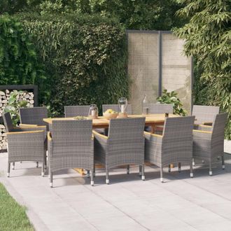 vidaXL Juego De Comedor De Jard&iacute;n 11 Piezas Con Cojines Gris Vidaxl