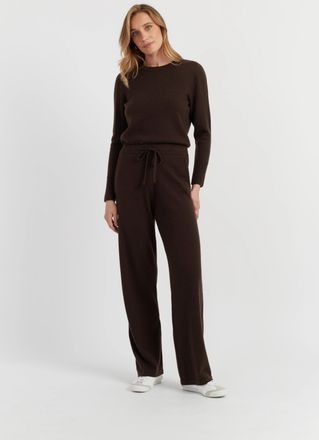 Chinti and Parker Chocolate Pure Cashmere Wide-Leg Pants